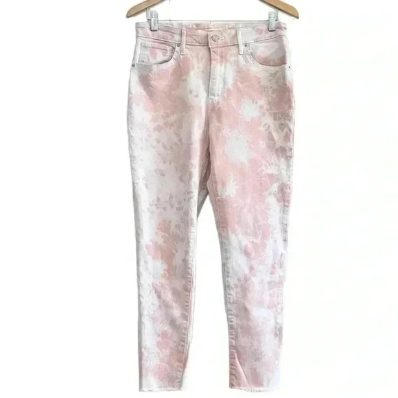 Levi’s 721 High Rise, White, Pink, Tie Dye, Distressed, Skinny Ankle Jeans, 31 - Picture 1 of 9